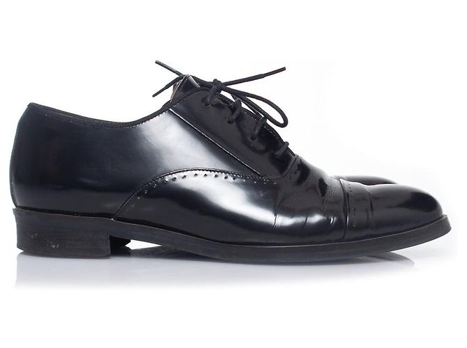 Autre Marque Olive, Schnürschuhe aus Lackleder Schwarz - Ansicht 4