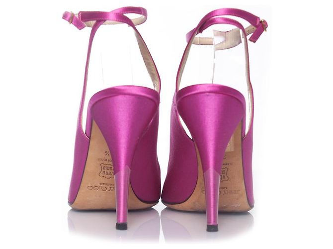 Jimmy Choo, sandali spuntati con cristalli in raso rosa - vista 5