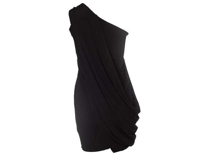 Autre Marque Diane von Furstenberg, drapiertes Kleid mit einer Schulter Schwarz - Ansicht 2