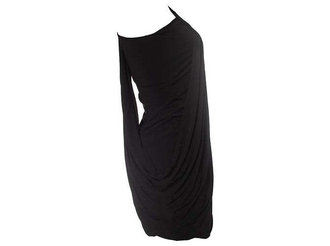 Autre Marque Diane von Furstenberg, drapiertes Kleid mit einer Schulter Schwarz - Ansicht 4