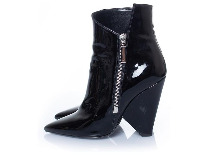 SAINT LAURENT, Stivali Niki in vernice nera Nero - vista 2