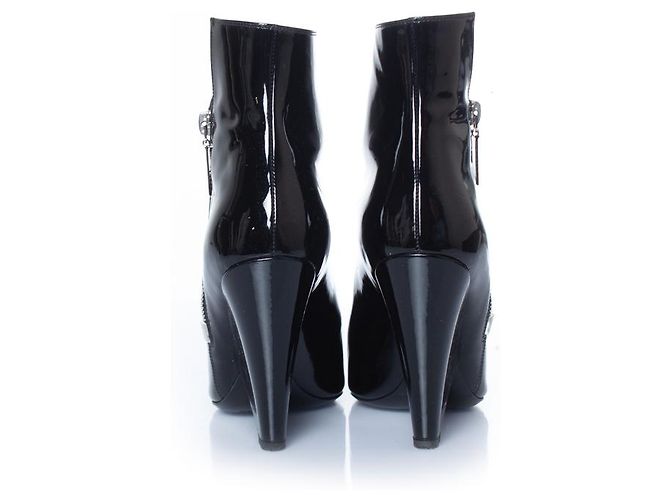 SAINT LAURENT, Stivali Niki in vernice nera Nero - vista 3