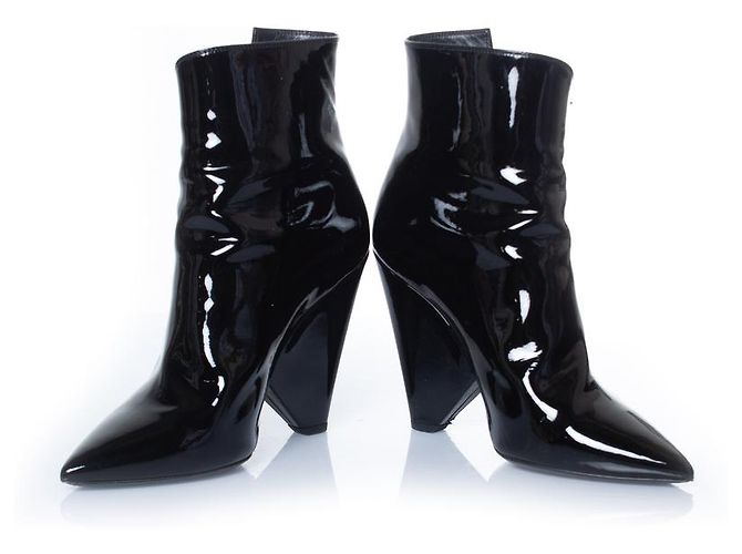 SAINT LAURENT, Stivali Niki in vernice nera Nero - vista 4