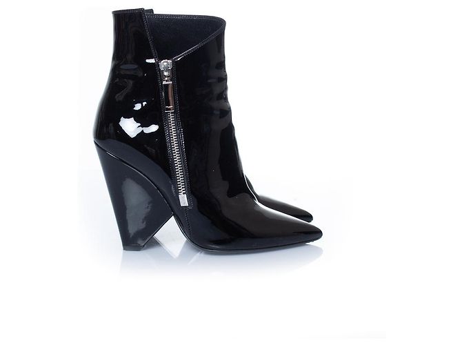 SAINT LAURENT, Stivali Niki in vernice nera Nero - vista 6