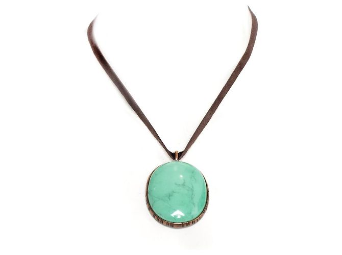 YVES SAINT LAURENT, collar de encaje con piedra turquesa - vista 4