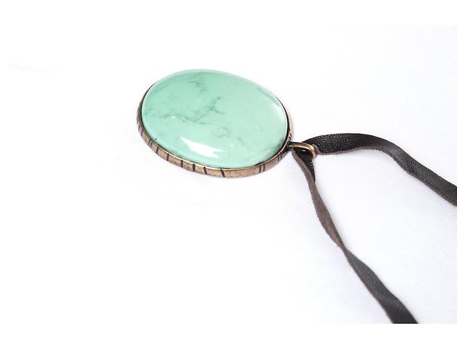 YVES SAINT LAURENT, collar de encaje con piedra turquesa - vista 5