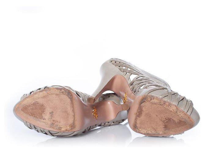 Prada, Lasercut-Plateau-Peep-Toe-Sandalen Grau - Ansicht 6