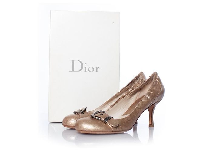 Christian Dior, Décolleté western in pelle craquelé D'oro - vista 8