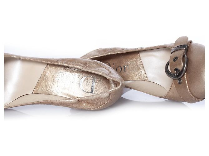 Christian Dior, Décolleté western in pelle craquelé D'oro - vista 9