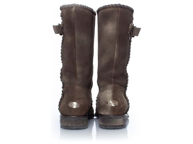 Jimmy Choo, botas moteras de gamuza Castaño Verde - vista 3