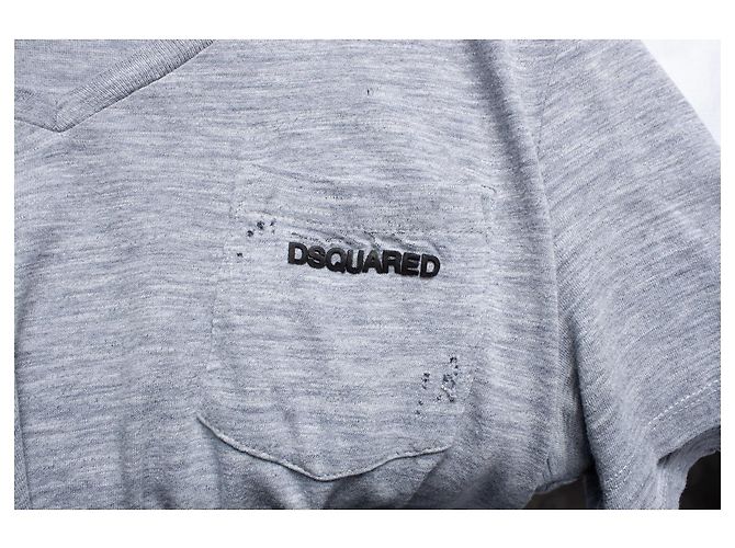 Dsquared2, t-shirt gris avec motif déchiré - vue 6