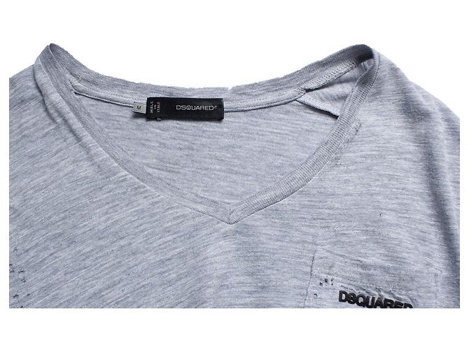 Dsquared2, t-shirt gris avec motif déchiré - vue 7