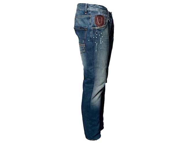 Dsquared2, blue jeans con graffi e macchie di vernice - vista 4