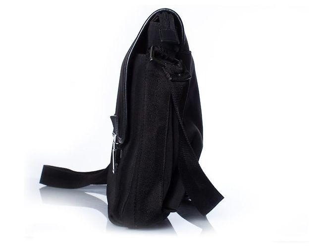 Gucci, bolsa mensageiro de lona preta Preto - vista 3