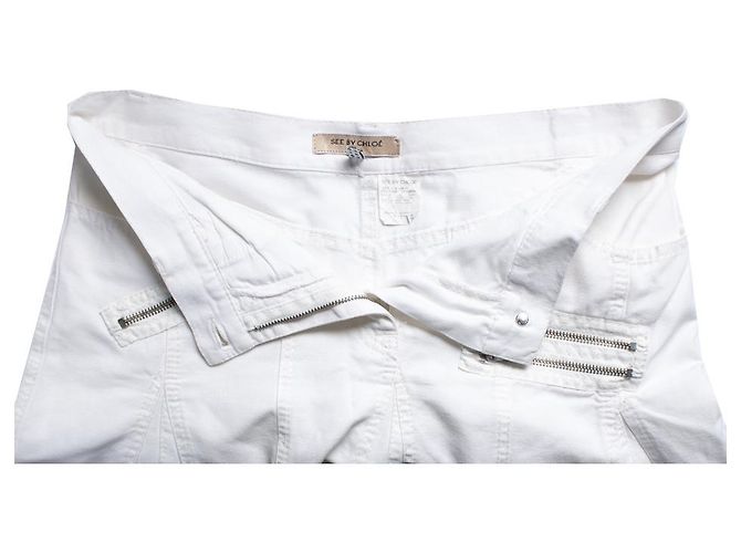 See by Chloé GUARDA PER CHLOE, gonna di jeans bianca svasata Bianco - vista 5