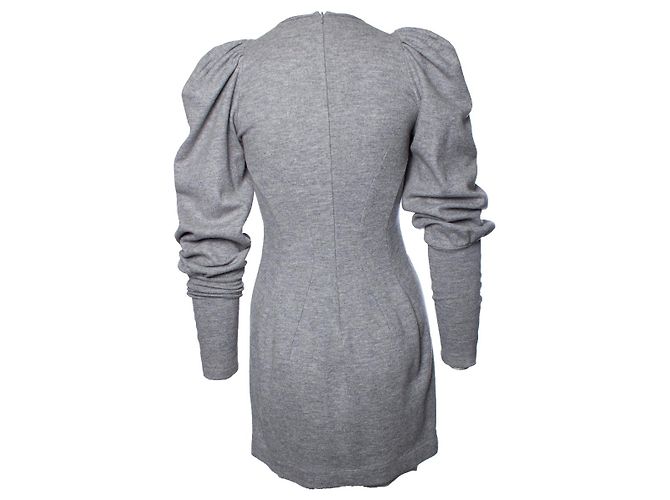 Markus Lupfer, Vestido de lana gris con mangas abullonadas - vista 2