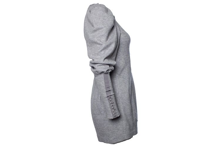 Markus Lupfer, Vestido de lana gris con mangas abullonadas - vista 3