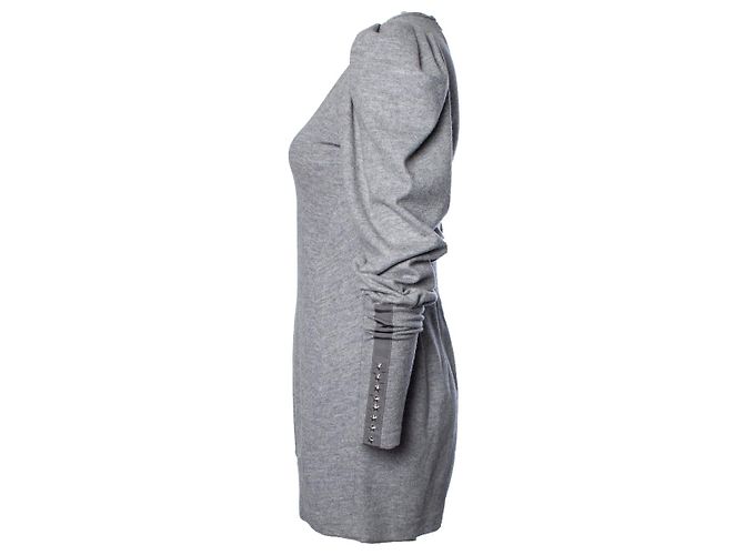 Markus Lupfer, Vestido de lana gris con mangas abullonadas - vista 4