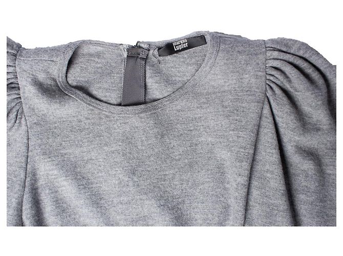 Markus Lupfer, Vestido de lana gris con mangas abullonadas - vista 6