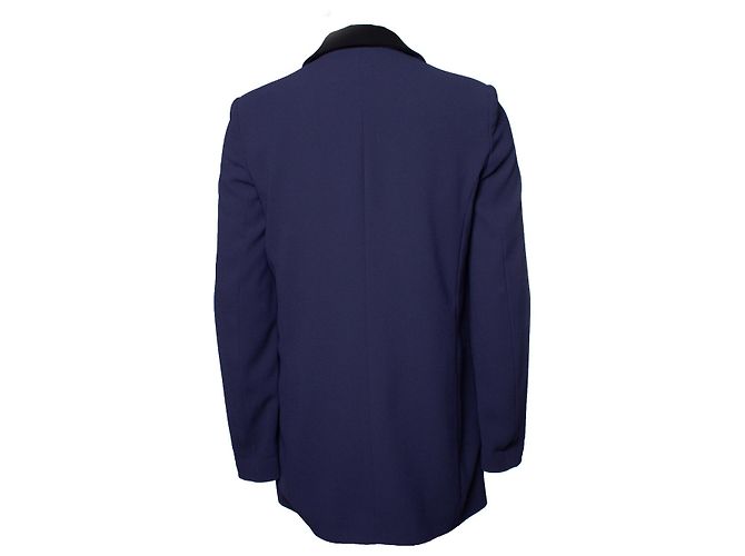 Elisabetta Franchi, Blazer blu con revers nero - vista 2