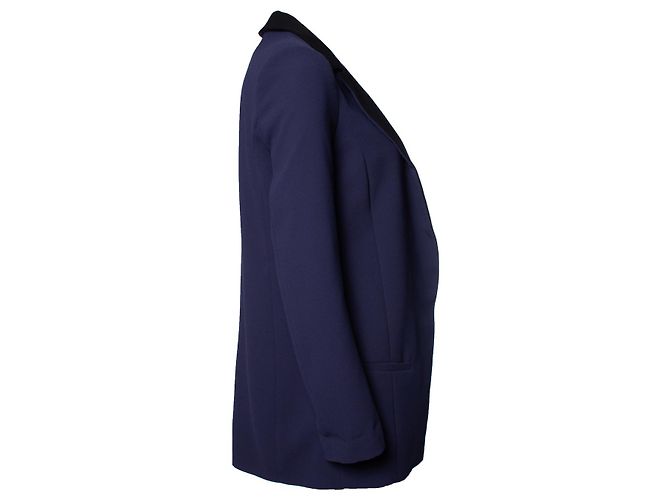 Elisabetta Franchi, Blazer blu con revers nero - vista 3