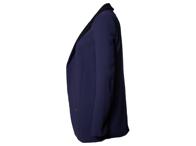 Elisabetta Franchi, Blazer blu con revers nero - vista 4