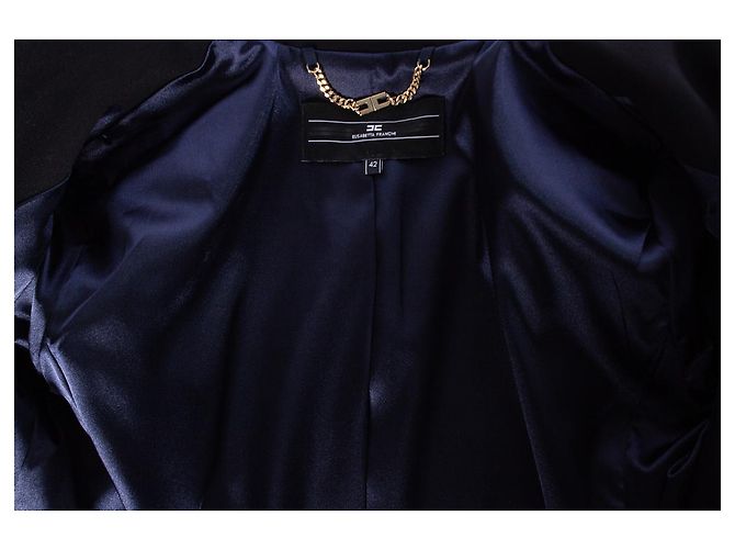 Elisabetta Franchi, Blazer blu con revers nero - vista 6