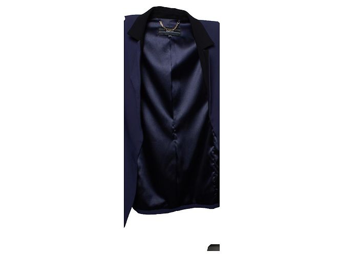 Elisabetta Franchi, Blazer blu con revers nero - vista 7