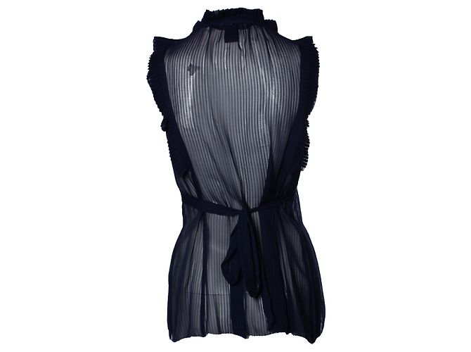 MARC JACOBS, top blu con volant semi trasparente - vista 2