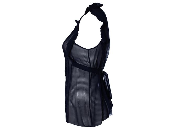 MARC JACOBS, top blu con volant semi trasparente - vista 3