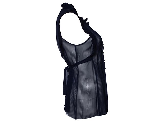 MARC JACOBS, top blu con volant semi trasparente - vista 4
