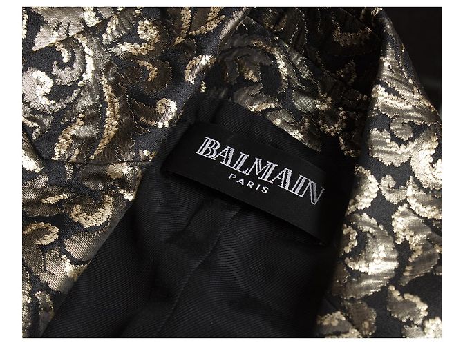 Balmain Balmaın, Jacquard-gewebter Blazer in Schwarz und Gold Golden - Ansicht 7