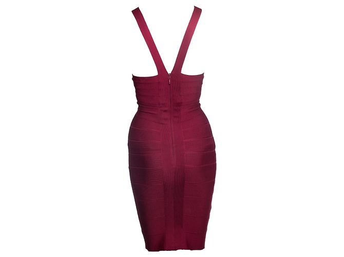 HERVE LEGER, Figurbetontes Kleid mit offenem Schlitz Rot - Ansicht 2
