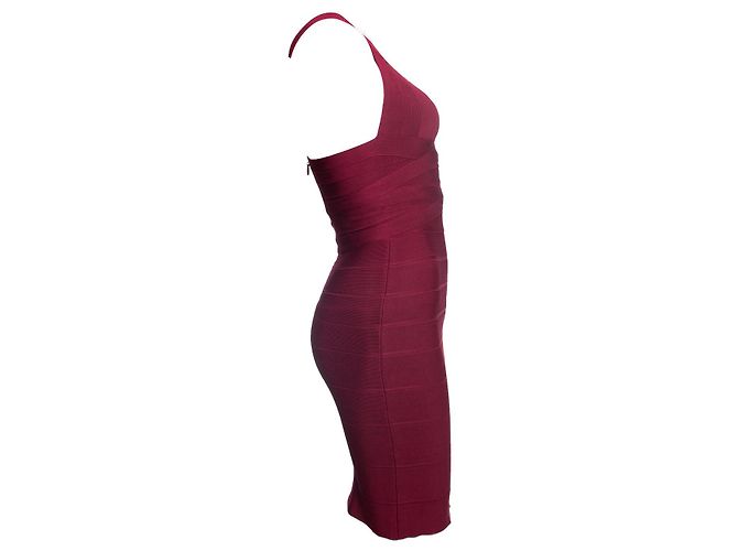 HERVE LEGER, Figurbetontes Kleid mit offenem Schlitz Rot - Ansicht 3