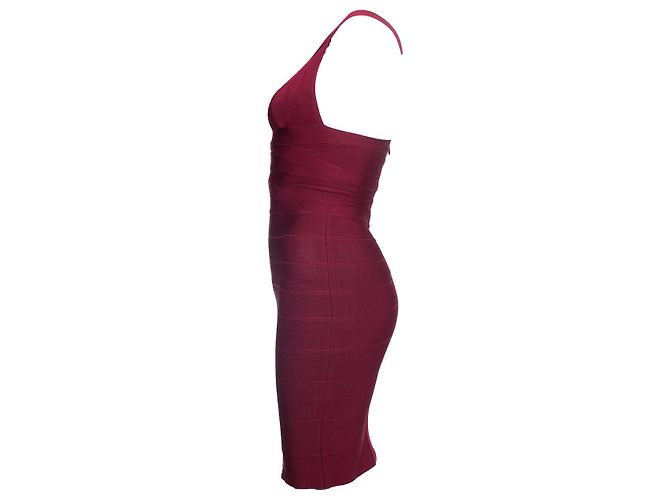 HERVE LEGER, Figurbetontes Kleid mit offenem Schlitz Rot - Ansicht 4