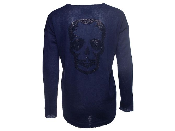 Autre Marque ZADIG & VOLTAIRE, Kaschmiroberteil mit Strass Blau - Ansicht 2