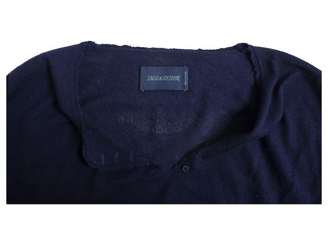 Autre Marque ZADIG & VOLTAIRE, Kaschmiroberteil mit Strass Blau - Ansicht 6