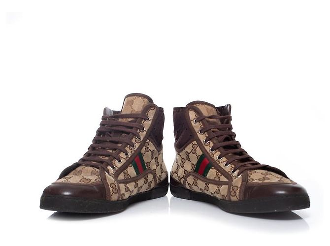 Gucci, High-Top-Sneaker aus GG-Canvas Braun - Ansicht 3