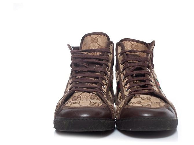 Gucci, High-Top-Sneaker aus GG-Canvas Braun - Ansicht 4