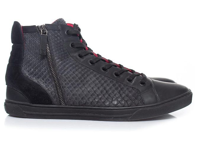 Louis Vuitton, baskets montantes en python Gris - vue 6