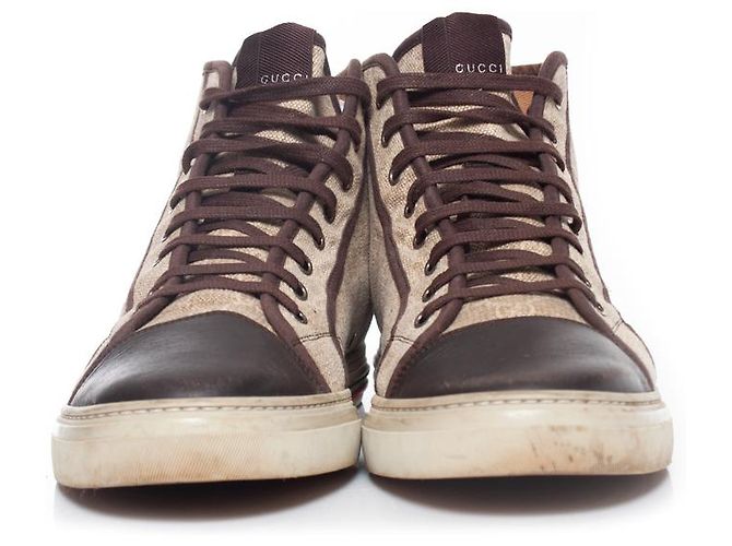 Gucci, Beigefarbene Canvas-Turnschuhe Schwarz - Ansicht 3