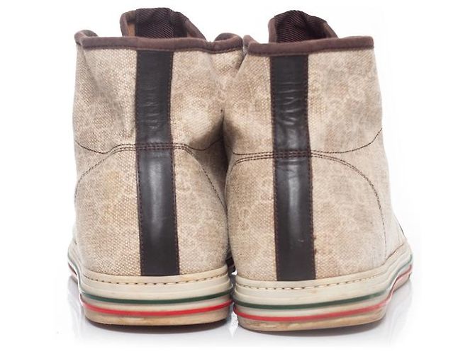 Gucci, Beigefarbene Canvas-Turnschuhe Schwarz - Ansicht 6