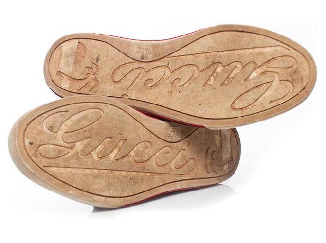 Gucci, Beigefarbene Canvas-Turnschuhe Schwarz - Ansicht 7