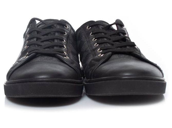 Louis Vuitton, Schwarze Damier-Canvas-Turnschuhe - Ansicht 5