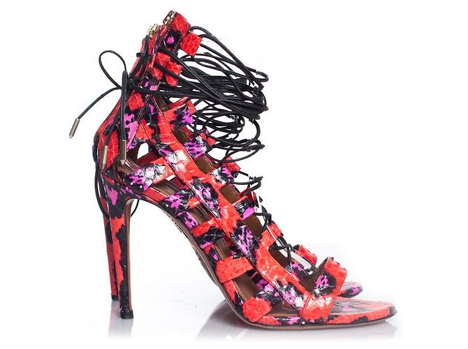 Aquazzura Acquazurra, Sandali avvolgenti Elaphe multicolori Multicolore - vista 5