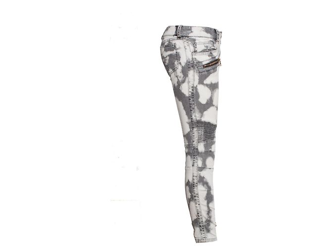 Balmain Balmaın, Vaqueros biker grises con manchas de lejía. - vista 4