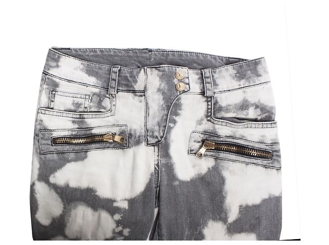 Balmain Balmaın, Vaqueros biker grises con manchas de lejía. - vista 5
