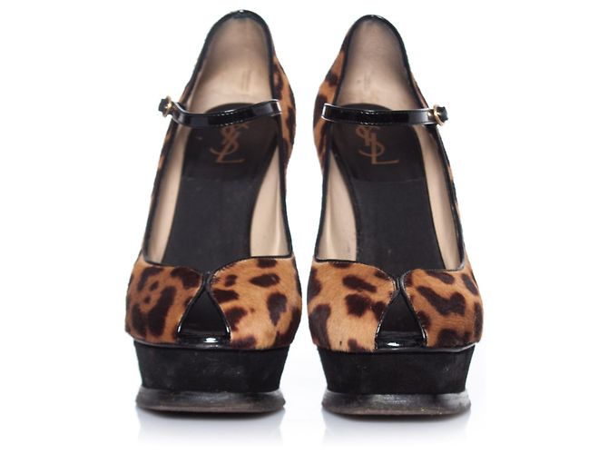 YVES SAINT LAURENT, Leopard printed calf tributes. Brown - view 3