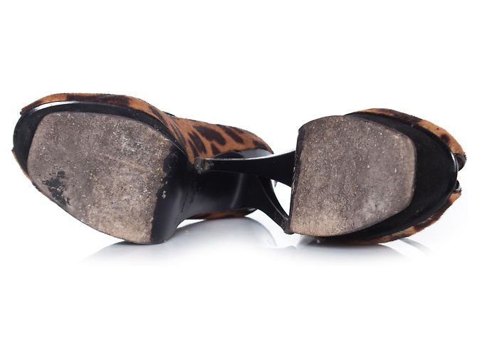 YVES SAINT LAURENT, Leopard printed calf tributes. Brown - view 7