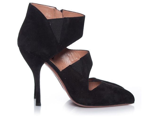 AZZEDINE ALAÏA, Stivaletti ricci in camoscio nero. - vista 5
